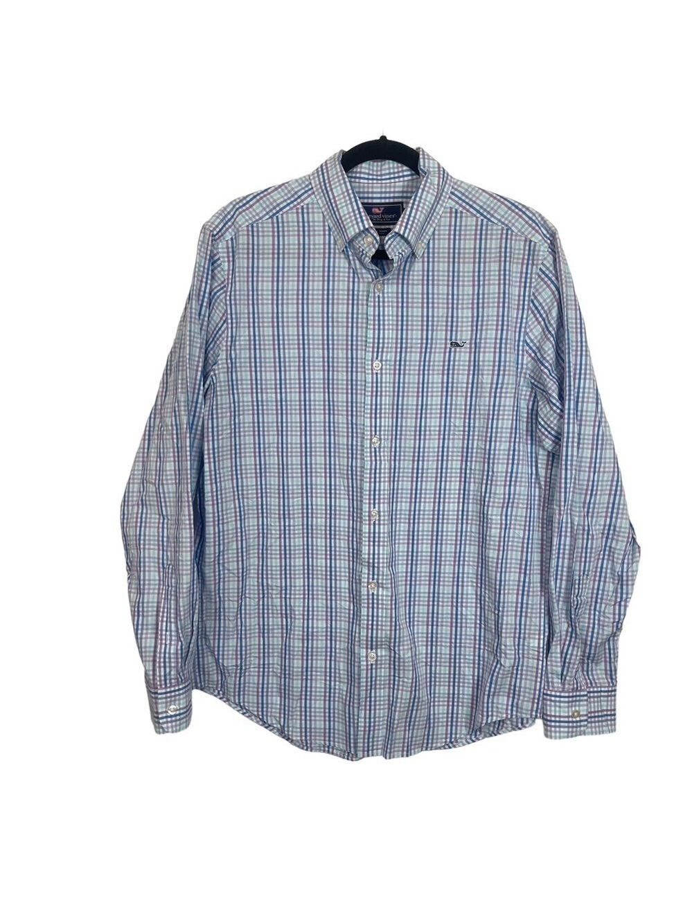 Vineyard Vines 100% Cotton Blue Purple The Whale Dress Shirt